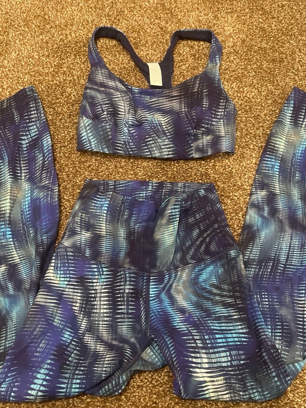 lululemon athletica Blue and Teal Patterned Sports Bra both size 2